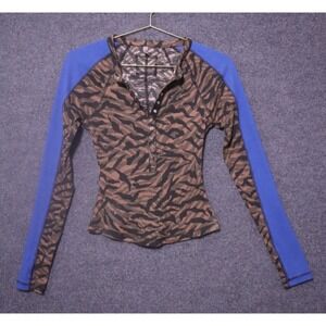 Free People Movement Kick Off Printed Layer Top Animal Print Blue Small EUC